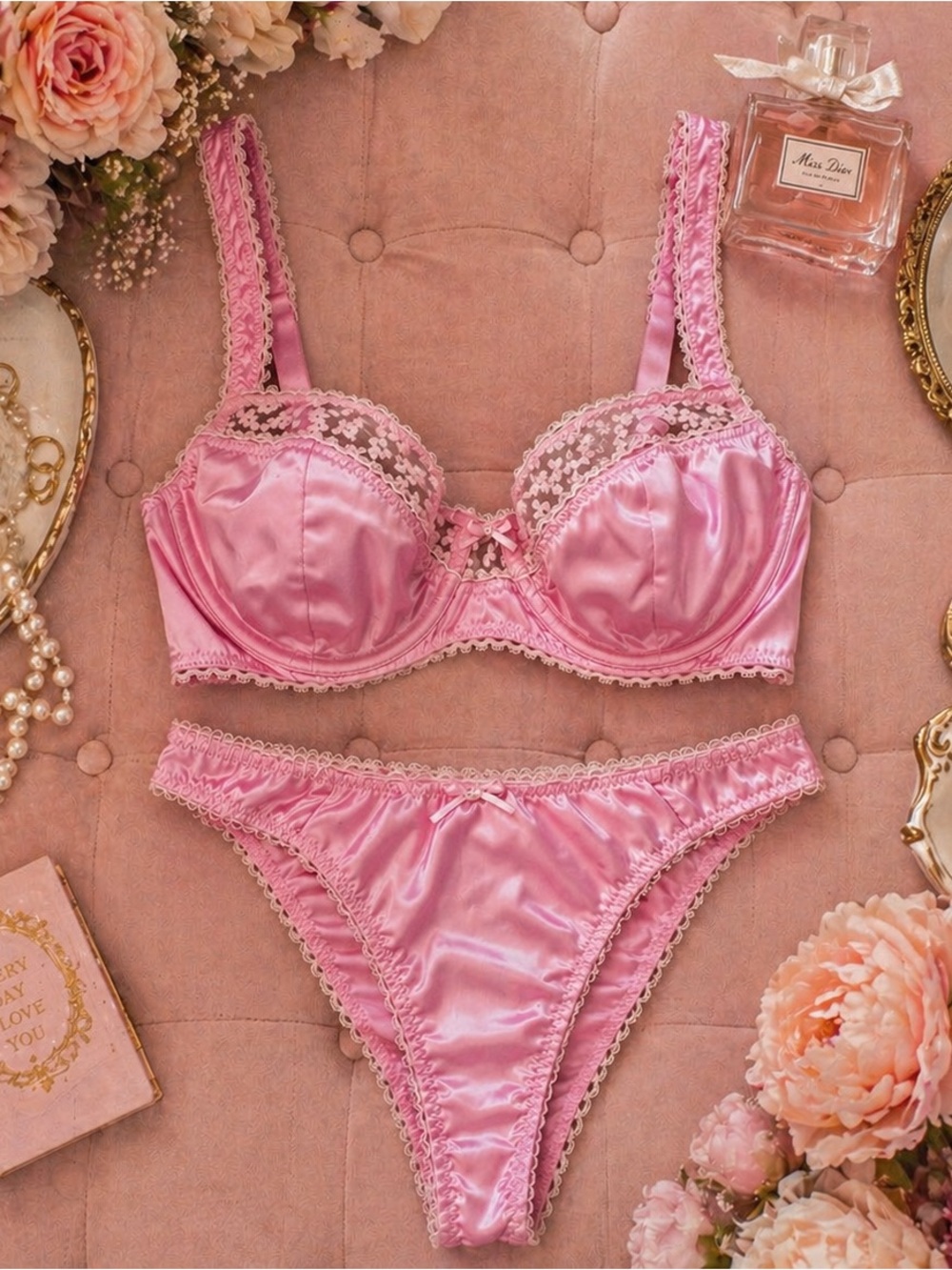 For Love and Lemons Posie Underwire Bra & Bikini Panty Set
